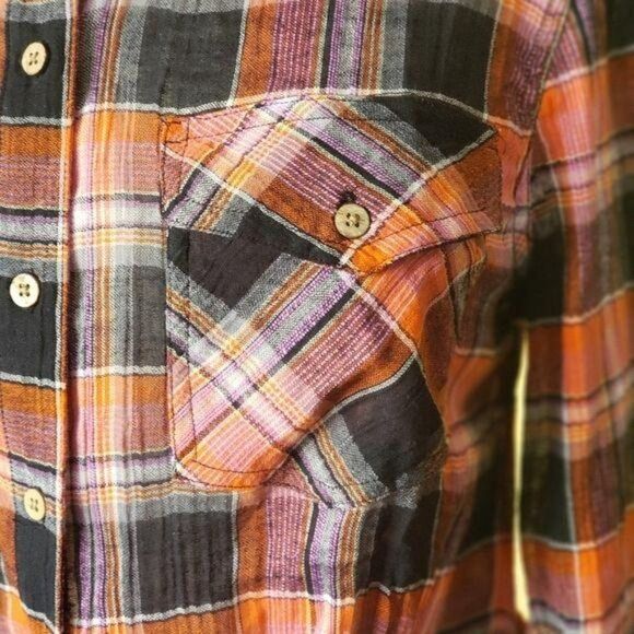 NWT Free People First Bloom Plaid Buttoned Tie Front Blouse Small - Picture 13 of 16